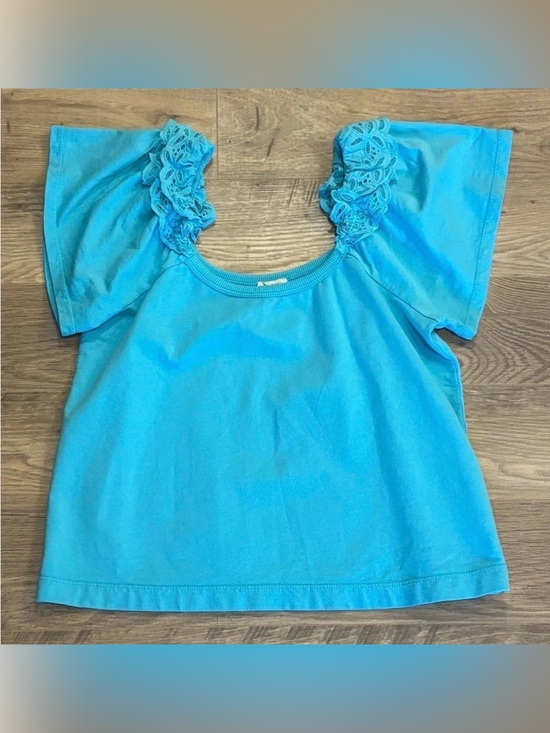 Pilcro Tops - Pilcro Blue Off-the-Shoulder Ruffled Eyelet Lace Top – NWT – Size Medium